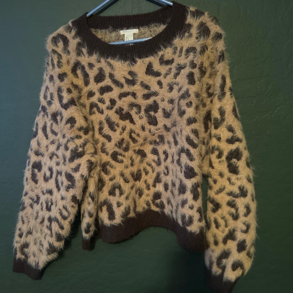 H&M Tan and Black Animal Print Sweater